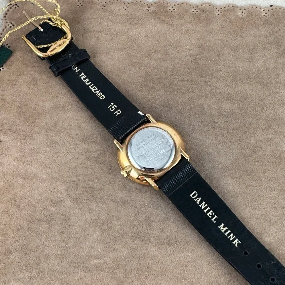Vintage NOS in Box Designer Gold Daniel Mink Gold Dot Swiss Luxury Watch - Picture 7 of 9